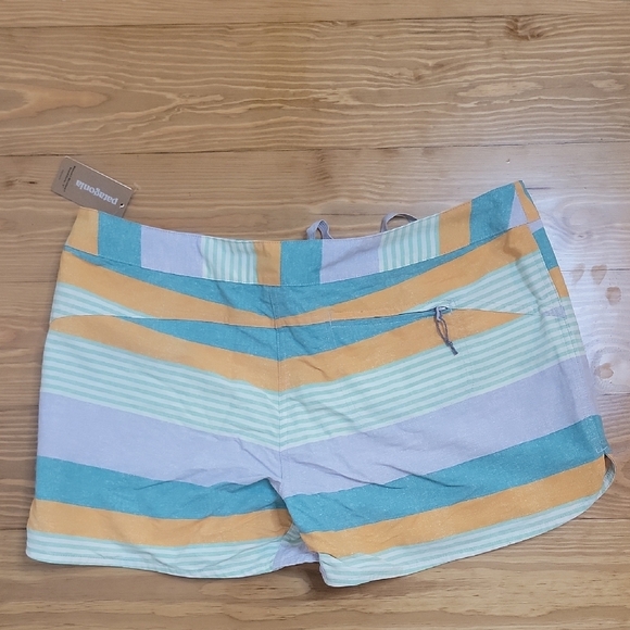 Patagonia Women's Striped Athletic Shorts - Orange, Blue, Green - Picture 4 of 6